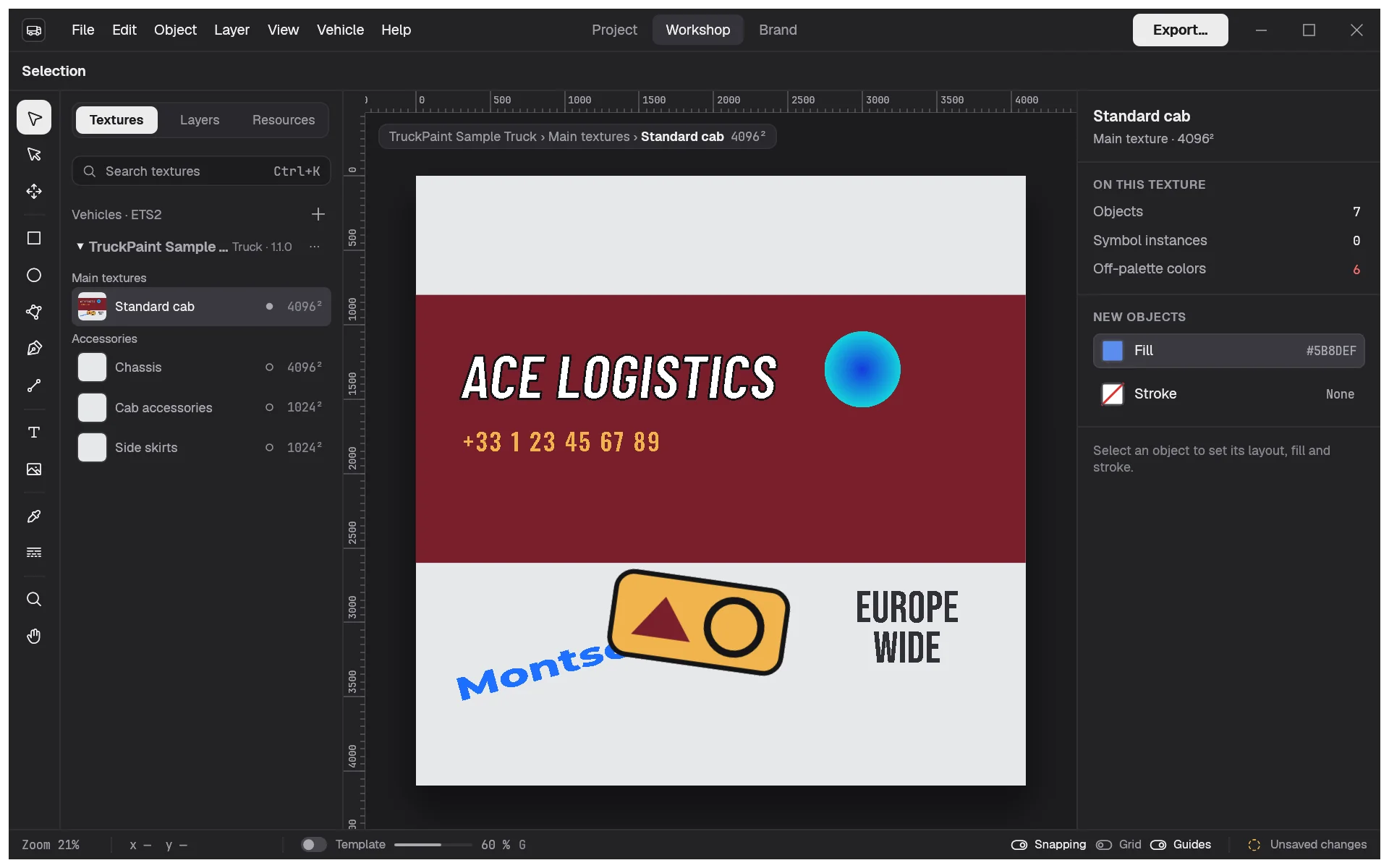 Lettering texts, a PNG logo and an SVG badge on a texture.